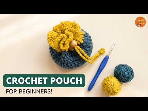 Crochet Drawstring Pouch - Absolute Beginner tutorial | How to crochet a pouch-crochet for beginners