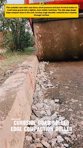 Curbside Road Roller Compacts Gravel Fast #RoadWork #Construction #Shorts