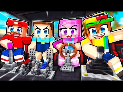 4 People Control 1 Car In Minecraft!