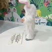 Vintage Creepy Bunny Costume Doll, 1980s Child in White Rabbit Suit, 6 Inch Kitsch Easter Figure
