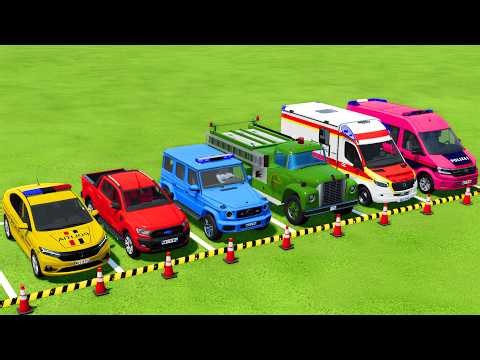 TRANSPORTING POLICE CARS, FIRE DEPARTMENT, AMBULANCE VEHICLES WITH MAN TRUCKS ! Farming Simulator 25