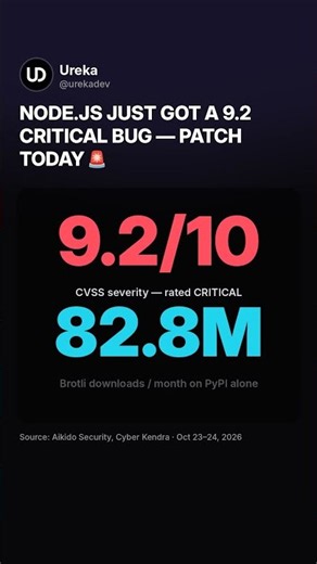 NODE.JS JUST GOT A 9.2 CRITICAL BUG — PATCH TODAY 🚨