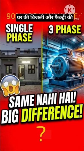 Single Phase vs 3 Phase! Ghar vs Factory ka asli power secret!#electricity #electrical#electrician