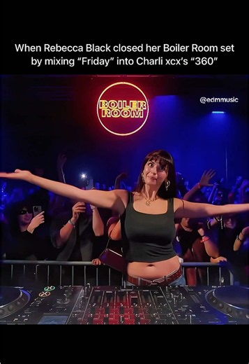 13 years later, Rebecca Black got the last laugh On September 14, 2024, Rebecca Black made her Boiler Room debut in Washington, D.C., delivering a high-energy set blending techno, trance, and hyperpop. After nearly an hour behind the decks, she closed with a mashup of her viral 2011 hit “Friday” and Charli xcx’s “360,” sending the crowd into a frenzy. After facing widespread ridicule for “Friday” at just 13 years old, Black reclaimed the song on her own terms, turning an internet punchline into 