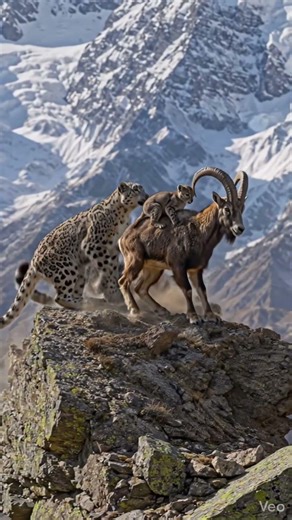 Brave Mother Markhor Saves Her Baby From Snow Leopard #Markhor #SnowLeopard