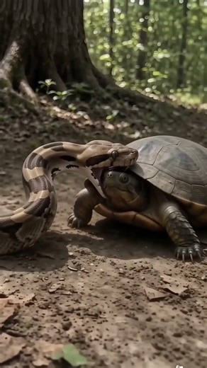 Python vs Tortoise Intense Encounter, Ultimate Wildlife Survival Battle Realistic Scene