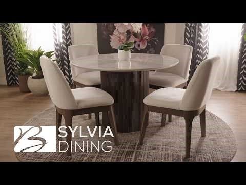 Sylvia Dining Set | Modern Dining Room Set with Fluted Pedestal Base | Bob Mills Furniture