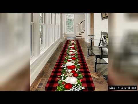 Christmas Ring Runway Mat Rustic Farmhouse Decorative Runner Rugs for Bedroom Living Room Dining Roo