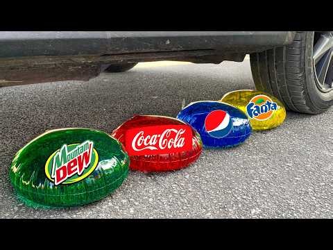 Soft Drink Balloons VS Crushing Car Wheel | ASMR Crunchy Satisfying Experiments