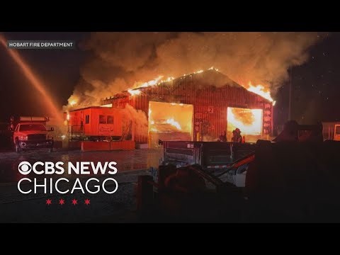 Garage with propane tanks and other hazards goes up in flames in Hobart, Indiana