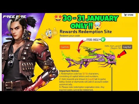 FREE FIRE REDEEM CODE TODAY 31 JANUARY |FF REWARDS REDEEM CODE | FF REDEEM CODE TODAY 31 JANUARY