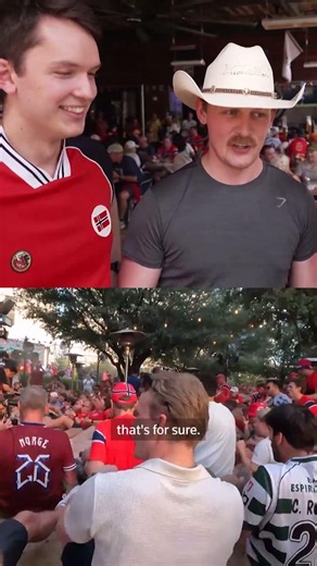 Dallas officers and Norway fans do Viking row
