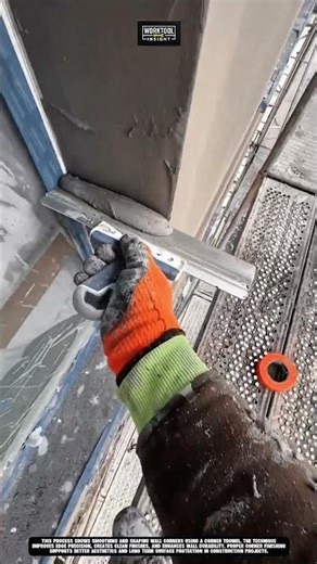 smoothing wall corners on building site using work tool corner trowel #tool #worktool