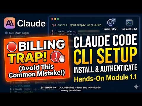 Claude Code CLI Setup: Install, Auth & Billing Traps | Hands-On Claude Coding (Module 1.1)
