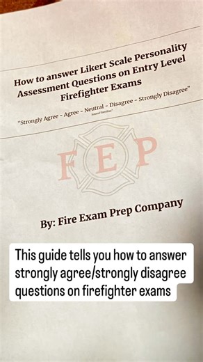 Firefighter Test Study Guides and Exam Prep on Instagram: "Do you wish someone could just walk you through how to answer those strongly agree/strongly disagree questions?? You’re in luck 🔥 Our study guide is 20 pages of pure information on how to answer these type of questions. We realized firefighters across the country were struggling with the personality assessment on their firefighter exams! Our guide can help you increase your exam score by 5+ points. Comment or DM us “study” for the link