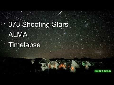 [NO CIRCLES] Timelapse of 373 shooting stars and meteors, in 5 hours from ALMA, Chile.