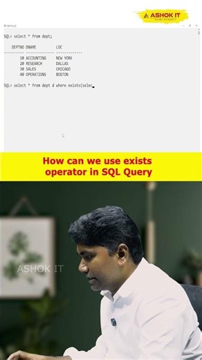 How can we use the EXISTS operator in an SQL query? |#sqlinterviewquestions #sqlforbeginners #sql