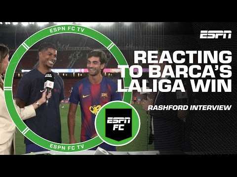 ‘I CAME HERE TO WIN!’ 🏆 Marcus Rashford interview + REACTION to Barcelona’s LaLiga win | ESPN FC