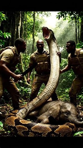 Last-Moment Rescue! Baby Elephant Saved From Giant Python! #shorts #WildlifeRescue #wildlifeshorts