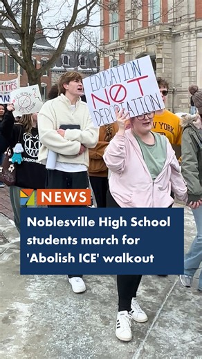 WFYI on Instagram: "Students across Indianapolis and in nearby suburbs walked out of class Monday morning, bundled in winter coats and carrying handmade signs to join a growing national movement of young people protesting federal immigration enforcement. More than 100 students at Noblesville High School in Hamilton County and Southport High School in Marion County walked along sidewalks and in streets, calling on Immigration and Customs Enforcement officers to leave cities in the wake of the fat