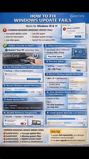 125_techblog on Instagram: "Guide to fix Windows Update Failed issues. Check the comments for more details👇👇👇"