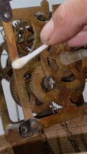 What's This Residue on the Clock Mechanism? #cuckooclock #shorts #clockwork #horology #clockrepair