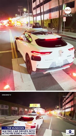 Waymo car drives into active fire scene in Hollywood