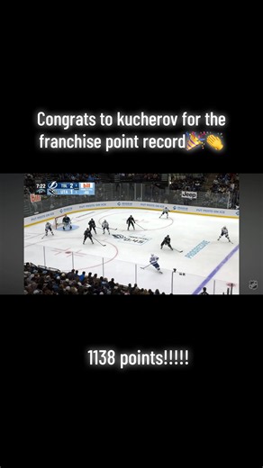 Nikita Kucherov franchise points record — 1138 points celebration