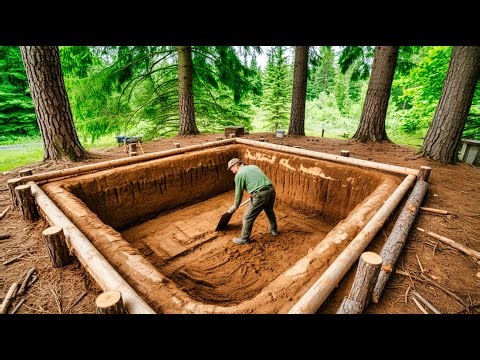 He Spent $800 and Builds a Secret Underground Log Dugout in the Forest ( by ‪@KopauKakXo4u‬ )