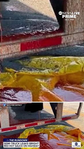 A truck hauling 40,000 pounds of Frank’s RedHot sauce spilled part of its load