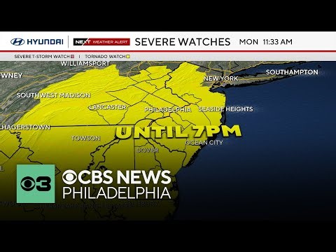 Tornado watch in effect for Philadelphia area through 7 p.m.; tracking severe weather