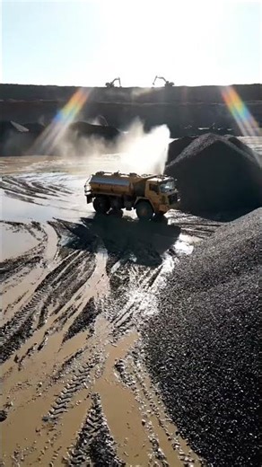 Heavy Machinery in Action: Epic Dust Control at the Quarry! 🚧