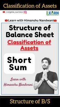 Classification of Assets | Tangible, Intangible & Fictitious Assets | Balance Sheet Short Sum
