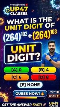Can You Find the Unit Digit? 🤔 (264)^102 + (264)^103 | Fast Maths Trick#viralshorts #mathstricks ..