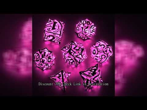 DND 7PCS Polyhedral Dice Set Hollow Metal Vine Fluorescence DND Dice RPG Dice For Dungeons and Drago