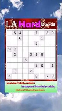 Los Angeles Times Daily #Sudoku 2025-12-25 Hard #puzzle #games #education #braingames