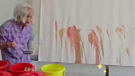 Asian people are aliens, I'm convinced. They are just better at everything than us, sorry not sorry. Look at this woman who is about a million years old paint an absolute BANGER after just throwing paint haphazardly at the canvas. 🤩🤩🤩