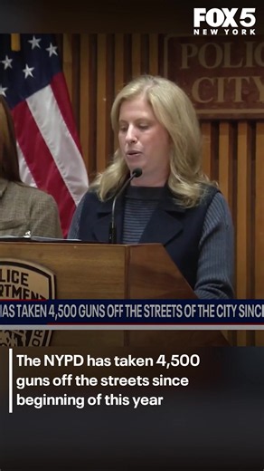 City and state officials, including Commissioner Tisch, held a press conference announcing a significant milestone in the NYPD's fight against gun violence. The police force has taken 4,500 guns off the streets of the city since the start of the year.