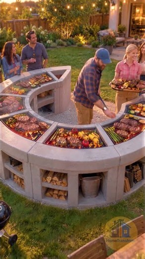 She Invited Everyone, So He Built This Incredible Outdoor Grill! 😂🍖 #BBQ #DIY