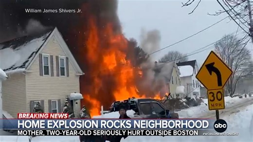 A mother and her two-year-old daughter were both seriously injured when their home exploded outside of Boston. Stephanie Ramos has the latest on the investigation. https://abcnews.link/j1T18Ml | ABC World News Tonight with David Muir