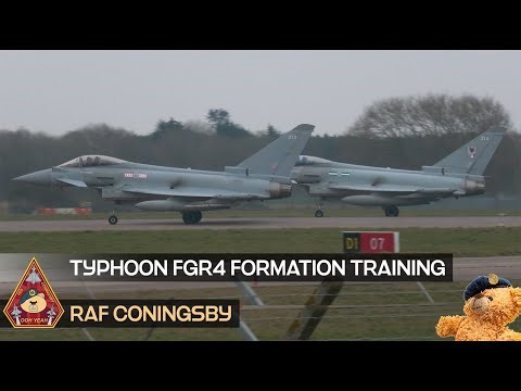 TYPHOON FGR4 PAIRS DEPARTURE AND LANDING 29 OCU FORMATION TRAINING • RAF CONINGSBY