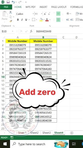 Add Zero Before Mobile Number in Excel | Fix Missing Leading 0 Using Cell Format 📱 #excel