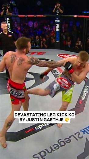Total destruction! Justin Gaethje delivers leg kick damage and brutal KO 💥🥶 #MMMA #KO #kickboxing #Highlight #fblifestyle | PFL MMA Live