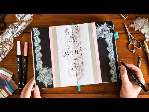 June Bullet Journal Setup - Black & Pink Theme 🖤🩷🖤