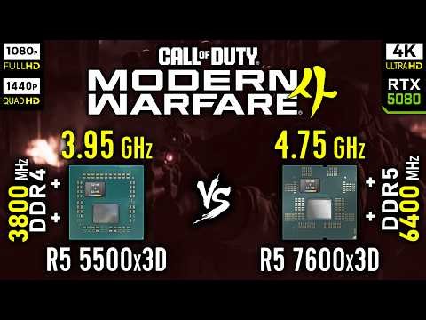 Ryzen 5 5500x3D vs Ryzen 5 7600x3D in Call of Duty: Modern Warfare 4 | RTX 5080 [ 1080p 1440p 4K ]