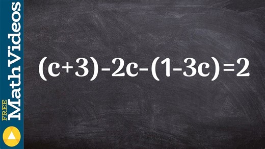Solving a multi step equation with two sets of parenthesis ex 17, (c+3)–2c–(1–3c)=2