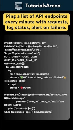 Monitor API Uptime with Python in 30 Secs ⚡