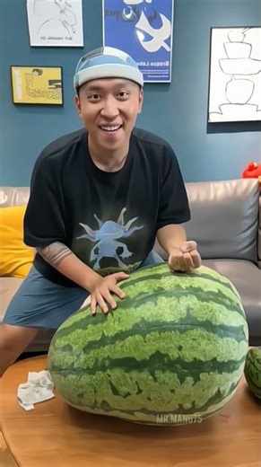 A watermelon so big that his wife thought it was fake!