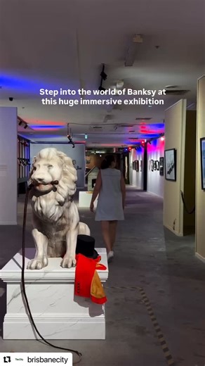 The Art of Banksy Without Limits Australia on Instagram: "#Repost @brisbanecity ・・・ Step into the world of Banksy... The Art of Banksy “Without Limits” Chapter 2 has made its world premiere in Brisbane City. Over 300 artworks, immersive installations, and a brand new hologram display await at Uptown, Queen Street Mall 🧑🏼‍🎨 🎟️ #ArtOfBanksyBrisbane #BrisbaneCity [ID: A series of photos from the Art of Banksy exhibition including a slanted UK telephone box emerging the centre of a room, project