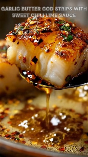 Cod cut into strips. Season paprika, salt, pepper. Pan-sear in garlic butter 3–4 min per side—tender, flaky, buttery with sweet-chili zing. Ingredients ➤ 1 lb cod fillets, cut into strips ➤ 4 tbsp unsalted butter ➤ 3 cloves garlic, minced ➤ Salt, to taste ➤ Pepper, to taste ➤ 1 tsp paprika ➤ 1 tbsp fresh parsley, chopped Sweet Chili Lime Sauce FULLL Recipe in First Cօʍʍеոτ 👇👇 | Nessy Recipes